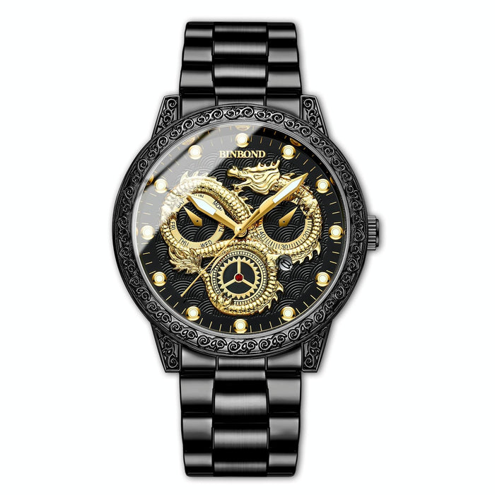 B3030 Embossed Dragon Luminous Waterproof Quartz Watch