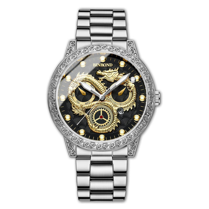 B3030 Embossed Dragon Luminous Waterproof Quartz Watch