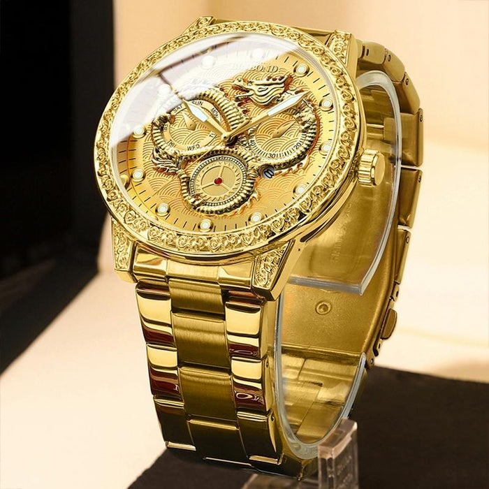 B3030 Embossed Dragon Luminous Waterproof Quartz Watch