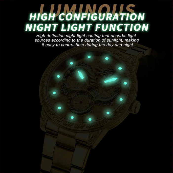B3030 Embossed Dragon Luminous Waterproof Quartz Watch