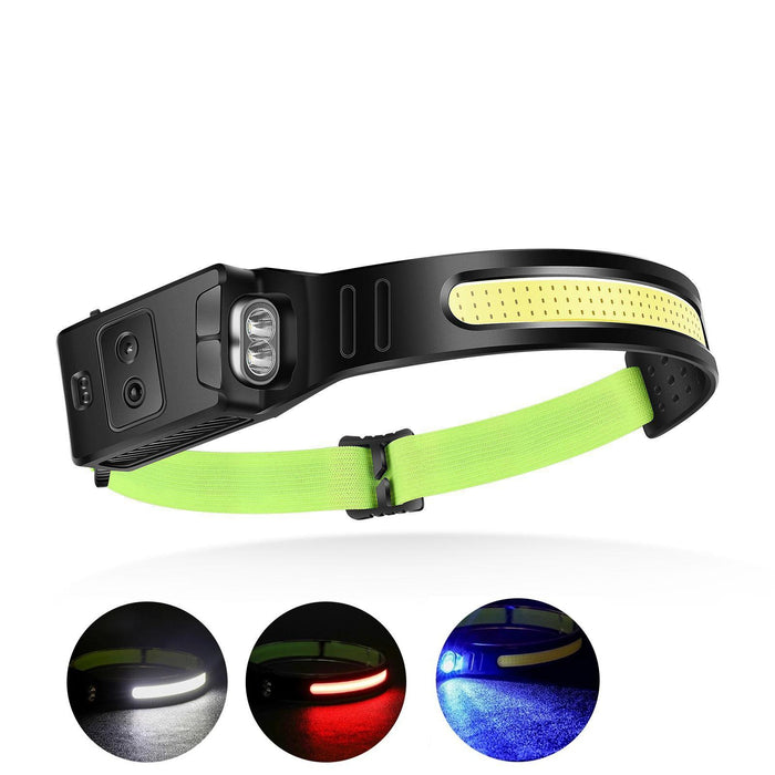 White + Blue Light Head Torch For Outdoor Running And Cycling