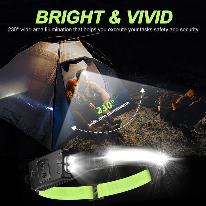 White + Blue Light Head Torch For Outdoor Running And Cycling