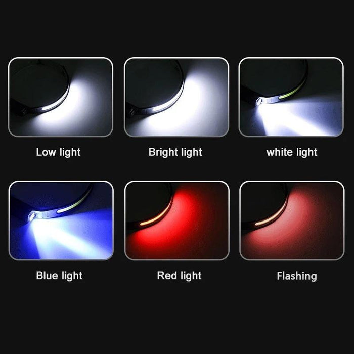 White + Blue Light Head Torch For Outdoor Running And Cycling