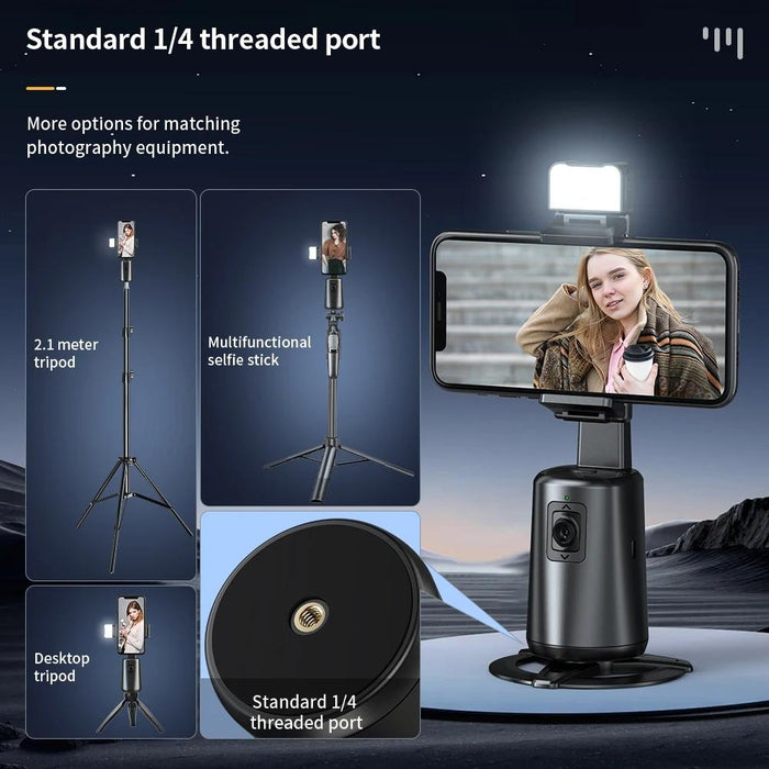 Pixel A200 Auto Tracking Gimbal Stabilizer 360 Degree Rotation Selfie Stick With Fill Light Set 1