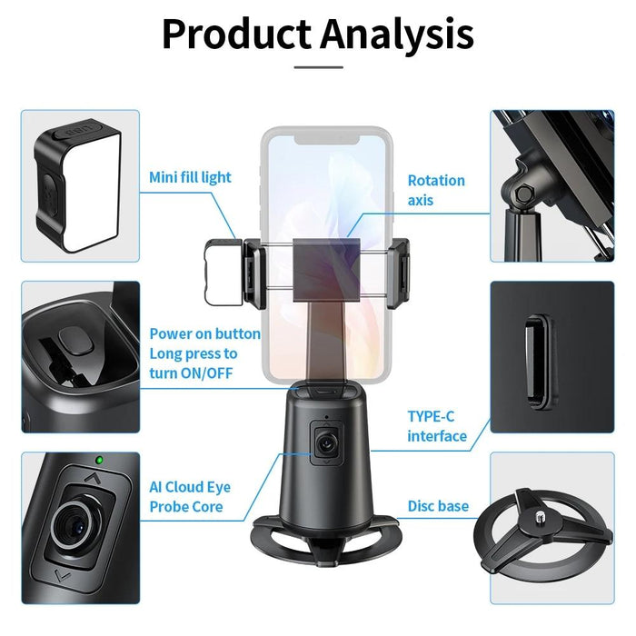 Pixel A200 Auto Tracking Gimbal Stabilizer 360 Degree Rotation Selfie Stick With Fill Light Set 1