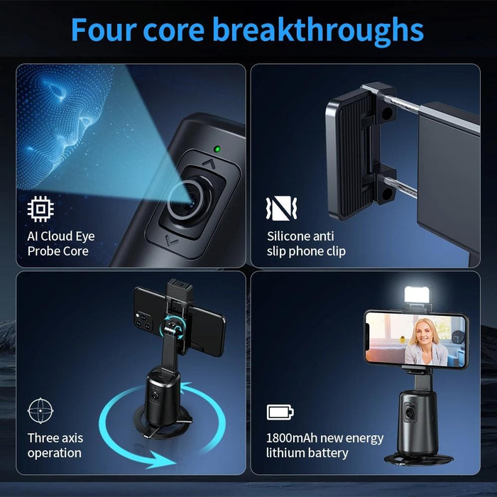 Pixel A200 Auto Tracking Gimbal Stabilizer 360 Degree Rotation Selfie Stick With Fill Light Set 1