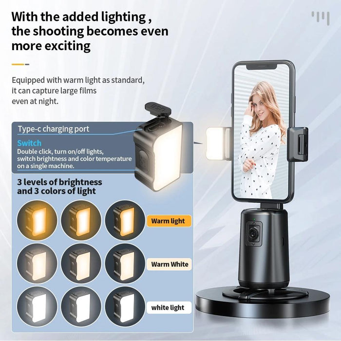 Pixel A200 Auto Tracking Gimbal Stabilizer 360 Degree Rotation Selfie Stick With Fill Light Set 1