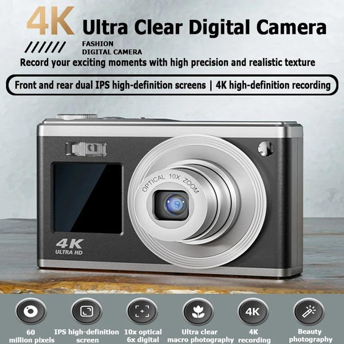 4K Hd Optical Zoom Digital Camera 60Mp Dual Screen Selfie Camera No Memory