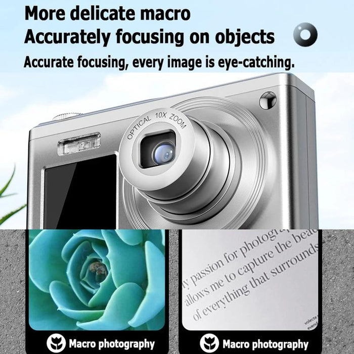 4K Hd Optical Zoom Digital Camera 60Mp Dual Screen Selfie Camera No Memory