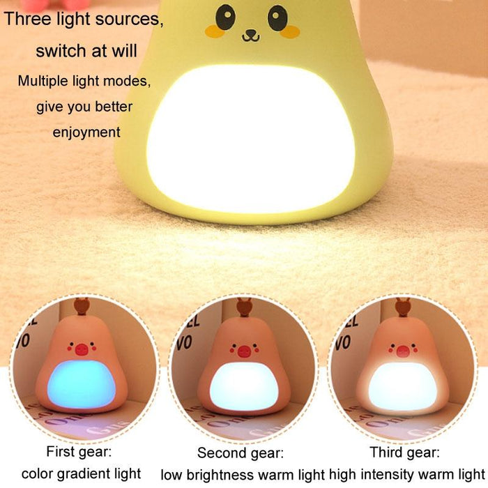 Usb Rechargeable Cartoon Led Night Light Portable Bedroom Lamp