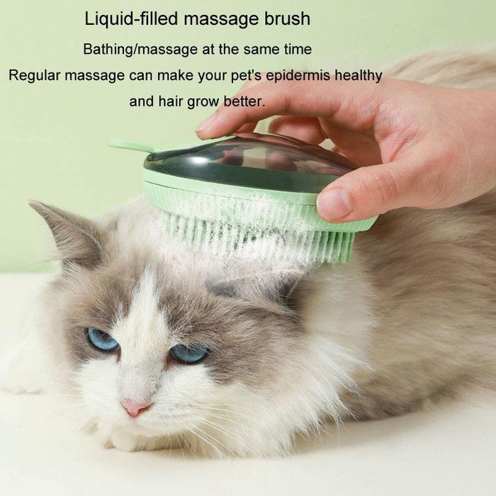 Fillable Shower Gel Brush For Dogs & Cats Fine End Blue