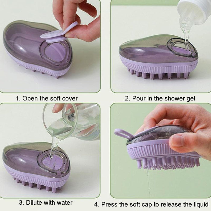 Fillable Shower Gel Brush For Dogs & Cats Fine End Blue