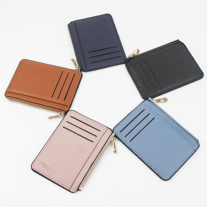Multi Slot Zipper Card Holder Large Capacity Ultra Thin Coin Purse