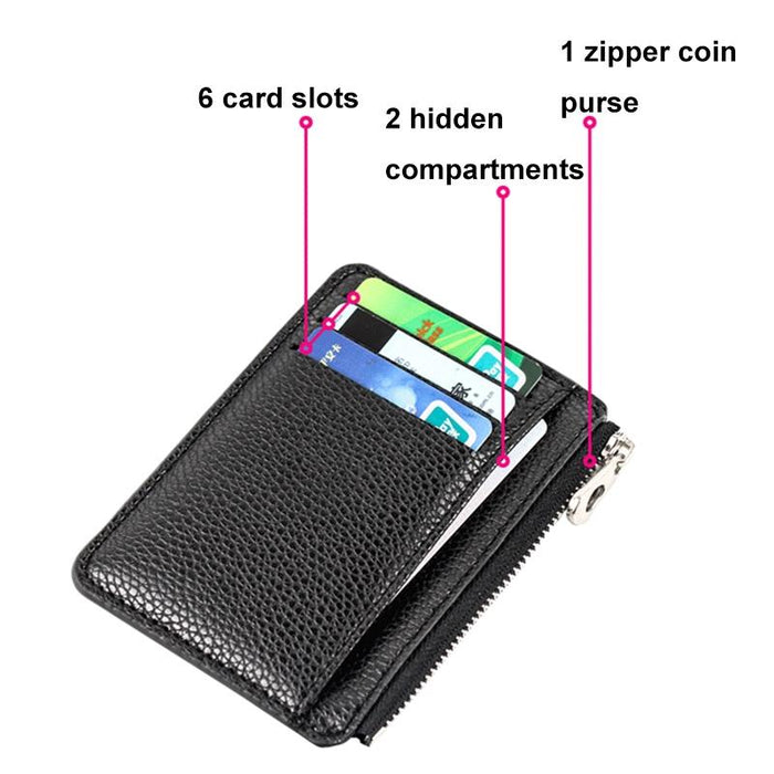 Multi Slot Zipper Card Holder Large Capacity Ultra Thin Coin Purse