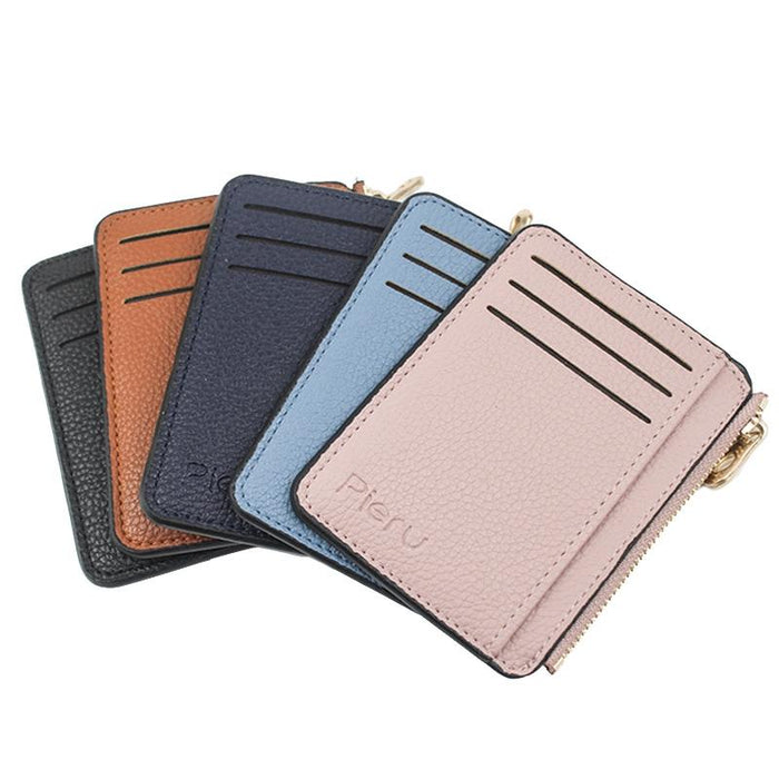 Multi Slot Zipper Card Holder Large Capacity Ultra Thin Coin Purse