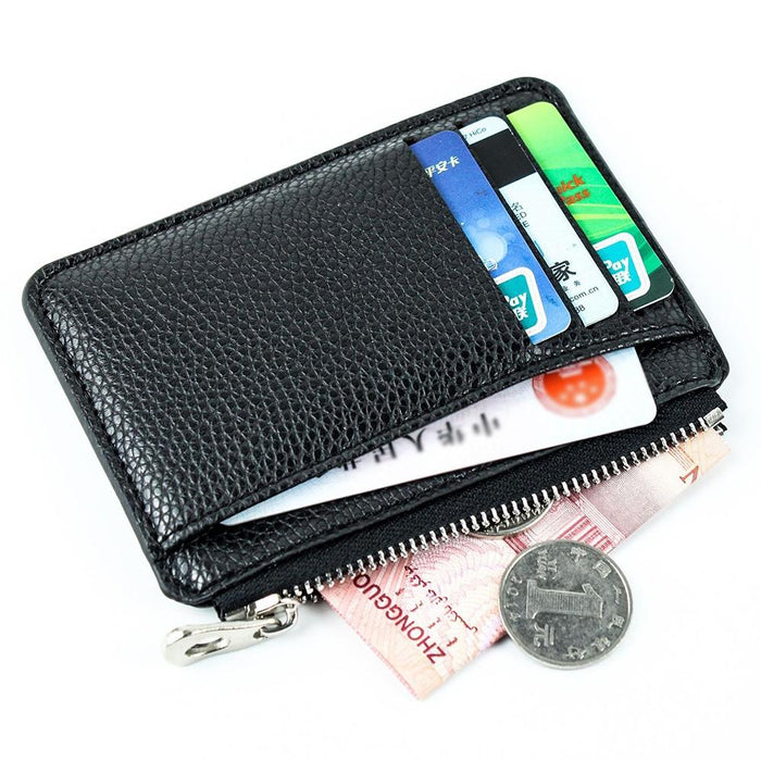 Multi Slot Zipper Card Holder Large Capacity Ultra Thin Coin Purse