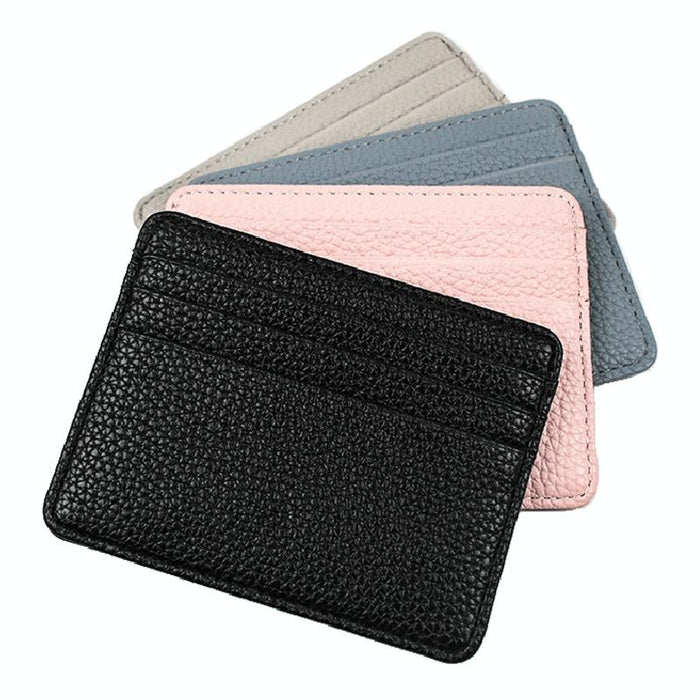Lychee Pattern Mini Card Holder Multi Card Slots Ultra Thin Coin Purse