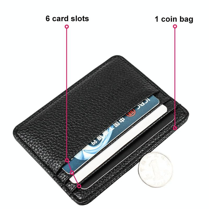 Lychee Pattern Mini Card Holder Multi Card Slots Ultra Thin Coin Purse