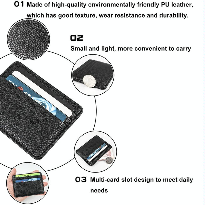 Lychee Pattern Mini Card Holder Multi Card Slots Ultra Thin Coin Purse