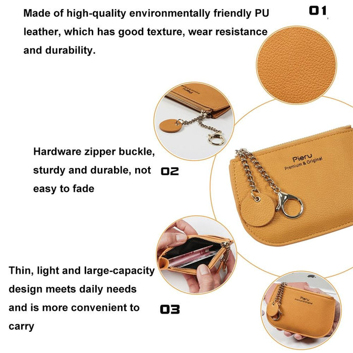 Ultra Thin Zippered Mini Wallet For Women Compact Coin Purse