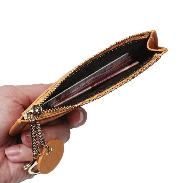 Ultra Thin Zippered Mini Wallet For Women Compact Coin Purse