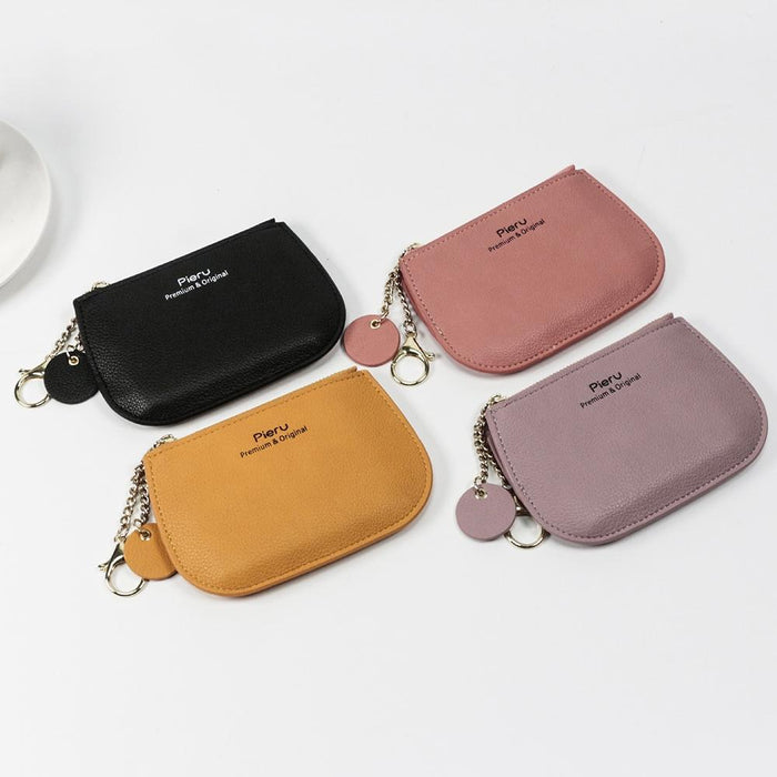 Ultra Thin Zippered Mini Wallet For Women Compact Coin Purse