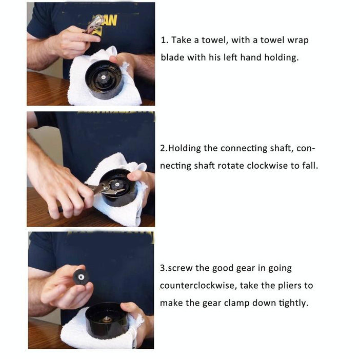 2Pcs Blender Juicer Base Gear Blade Replacement For Magic Bullet 250W Black