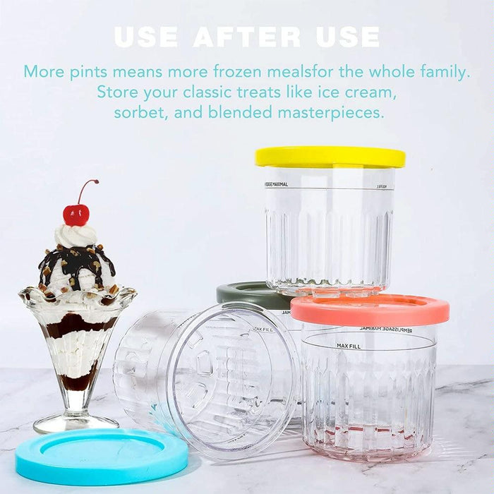4Pc Ice Cream Containers W / Lids For Ninja Nc299 / Nc300