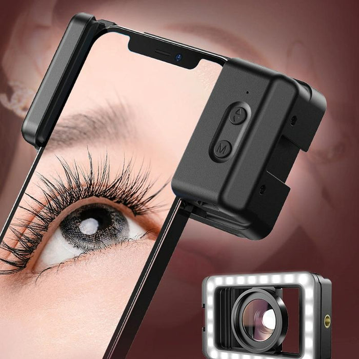 15X Macro Lens With Led Fill Light Phone Holder Clamp