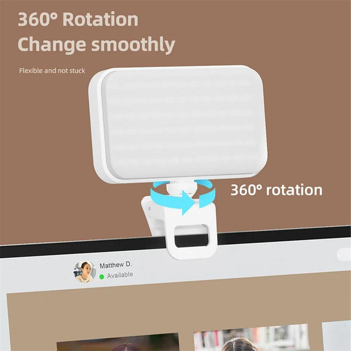 66 Leds Selfie Fill Light Rechargeable 3 Modes Clip-On Pocket Light For Phone Laptop Tablet Meeting Black