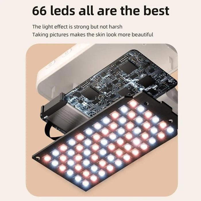 66 Leds Selfie Fill Light Rechargeable 3 Modes Clip-On Pocket Light For Phone Laptop Tablet Meeting Black