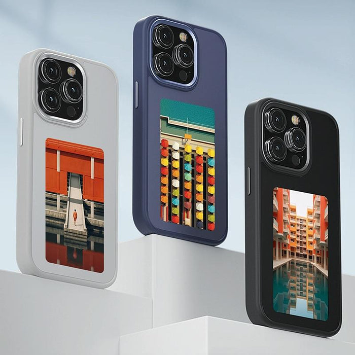 For Iphone 15 Nfc Four-Colour E-Ink Screen Diy Phone Case