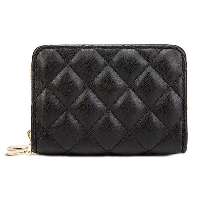 Double Layer Zipper Wallet Multi Card Slot Large Capacity Rhombus Design