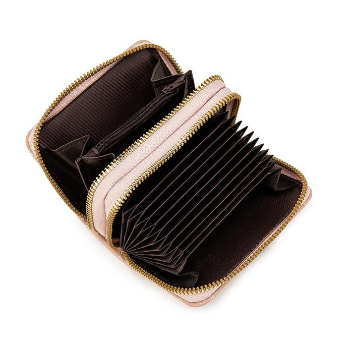 Double Layer Zipper Wallet Multi Card Slot Large Capacity Rhombus Design