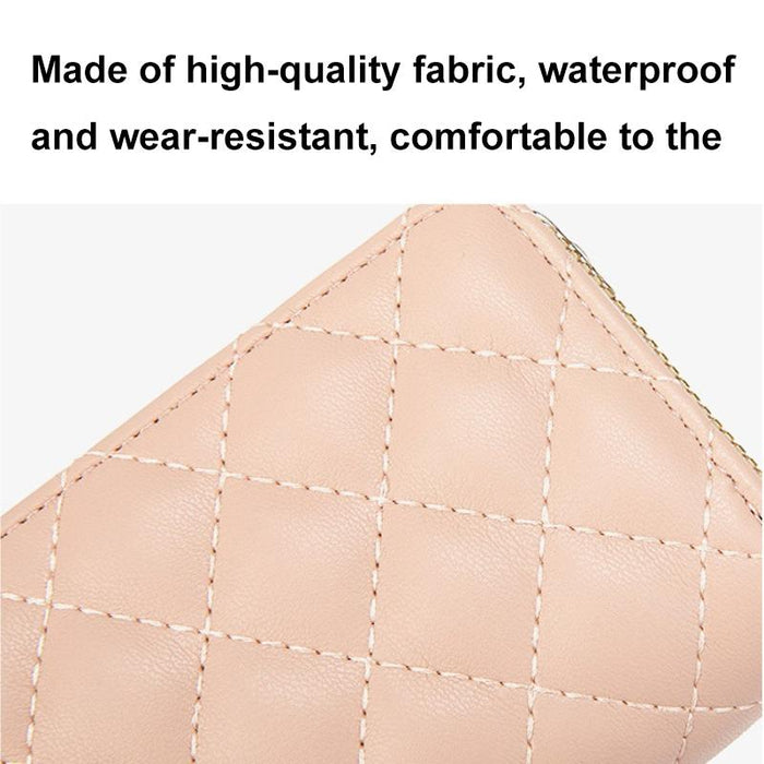Double Layer Zipper Wallet Multi Card Slot Large Capacity Rhombus Design