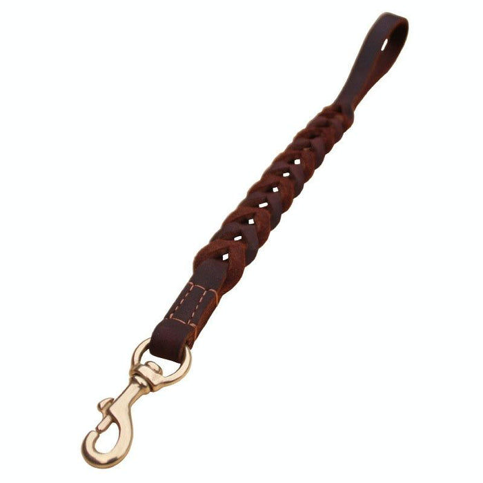 Short Leather Pet Leash 1.8X50Cm Coffee