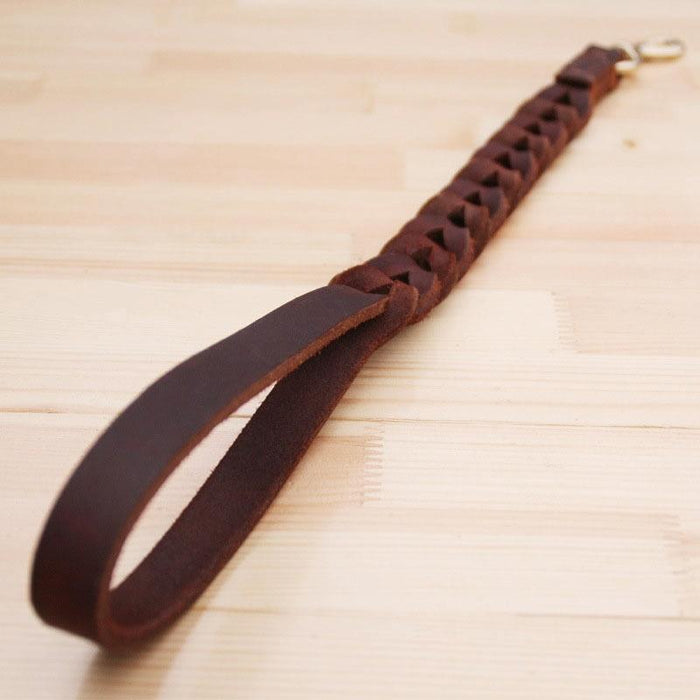 Short Leather Pet Leash 1.8X50Cm Coffee