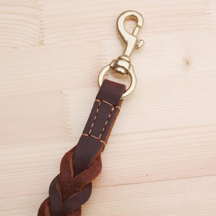 Short Leather Pet Leash 1.8X50Cm Coffee