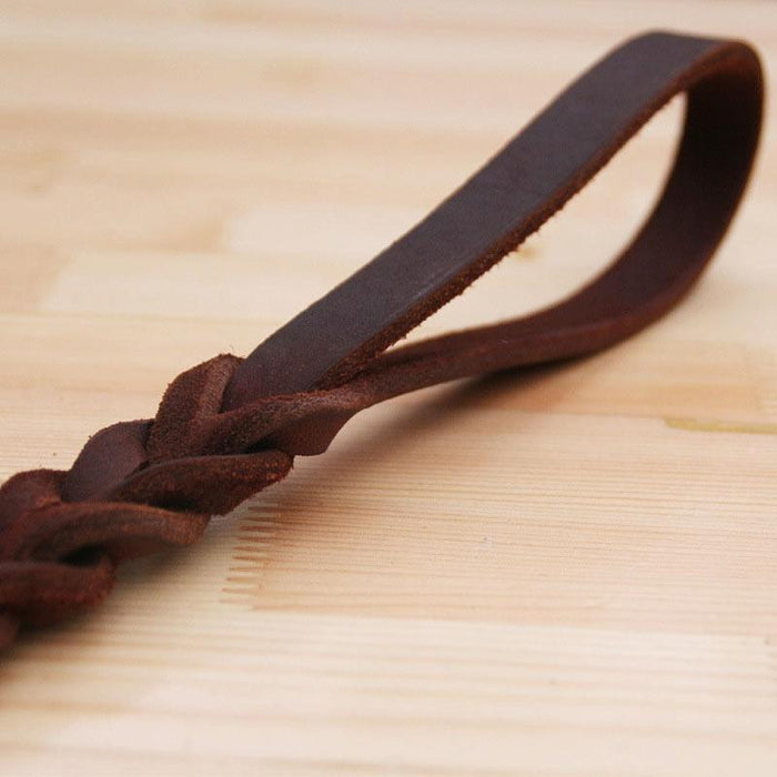 Short Leather Pet Leash 1.8X50Cm Coffee