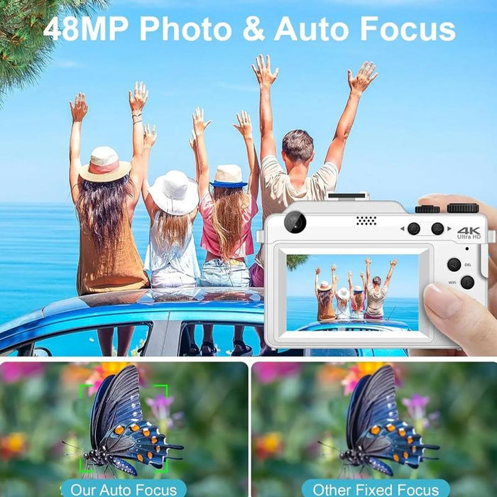 48Mp Dual Camera 4K Hd Camcorder 3 Inch Display 18X Zoom