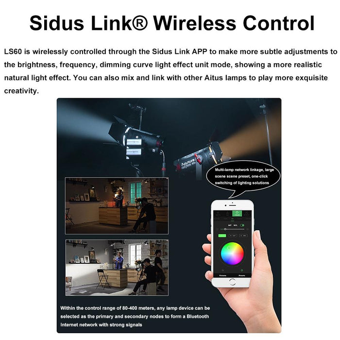 Aputure Adjustable Focus Led Photography Light Indoor Interview Video Live Fill Light - Ls 60D