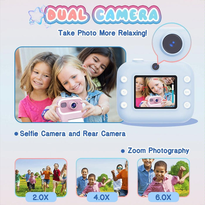 Blue 2.4 Inch 1080P Hd Dual-Camera Thermal Printing Camera