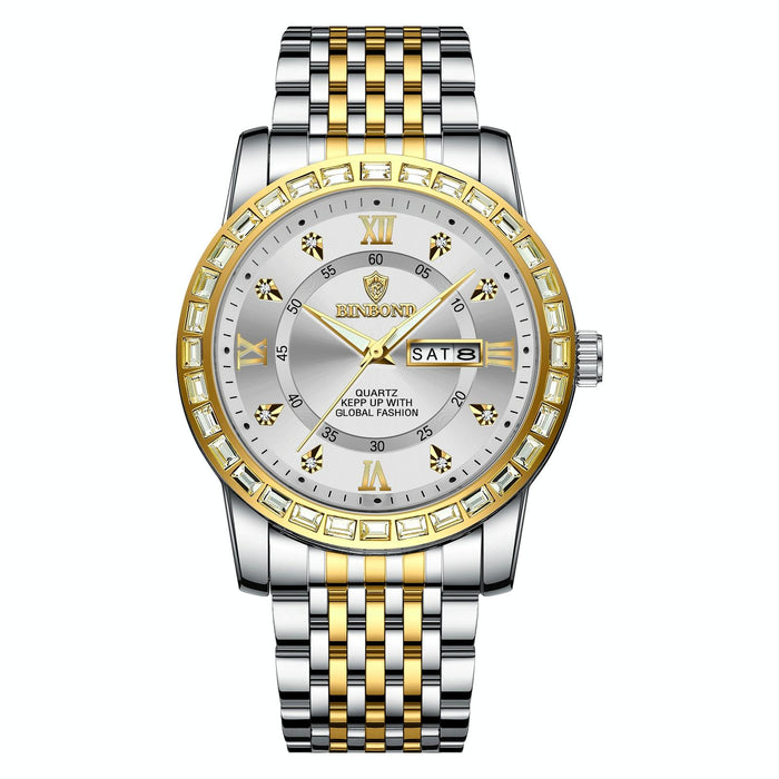 B2202 Diamond Dual-Calendar Luminous Quartz Watch