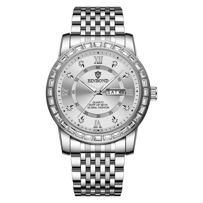 B2202 Diamond Dual-Calendar Luminous Quartz Watch