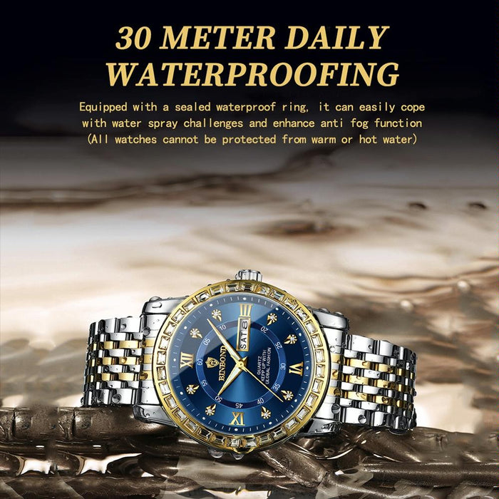 B2202 Diamond Dual-Calendar Luminous Quartz Watch