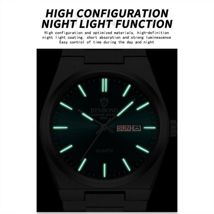 B102 Dual-Calendar Leisure Waterproof Luminous Quartz Watch
