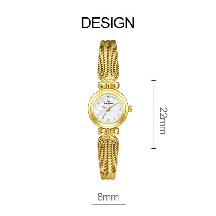 22Mm Retro Women Wrist Watch With Stainless Steel Mesh Butterfly Design Strap