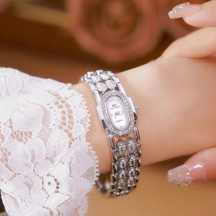 Stainless Steel Women Bracelet Diamond Wristwatch