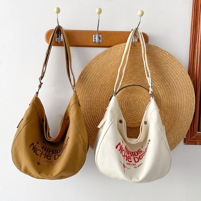 Printed Letter Canvas Tote For Women Spacious & Casual