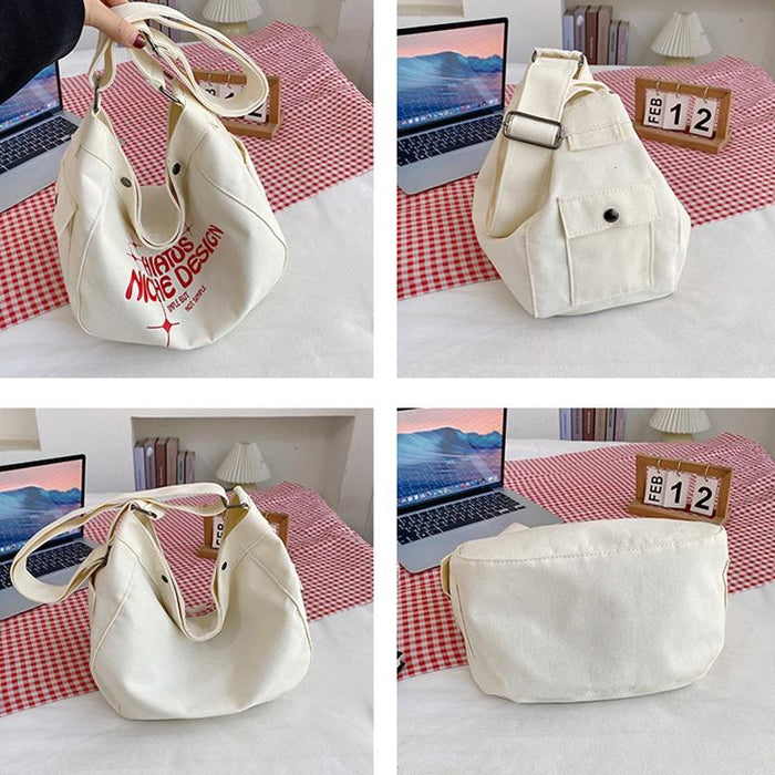 Printed Letter Canvas Tote For Women Spacious & Casual